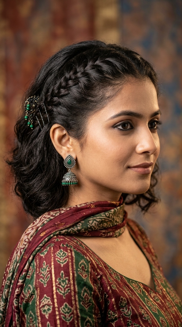 Side-Pinned Dutch Braid
