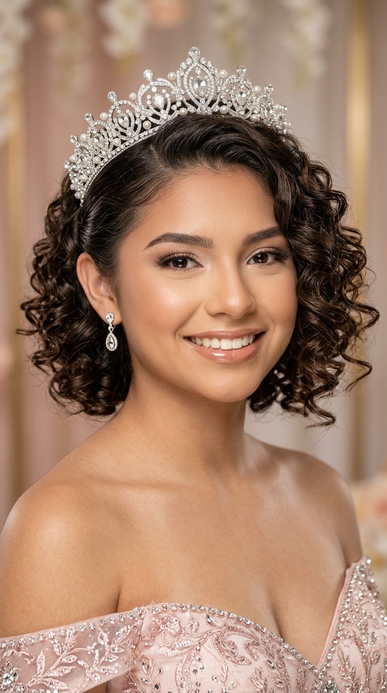 Side-Pinned Ringlets and Regal Headpiece