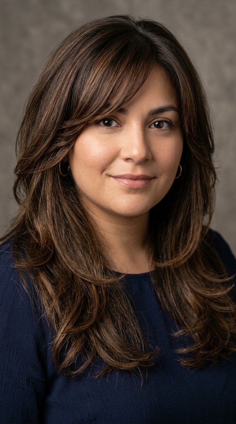Side-Swept Bangs with Long Layers