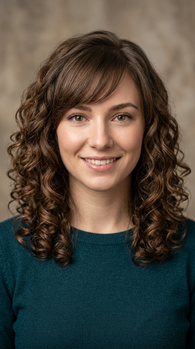 Side-Swept Bangs with Medium Curls