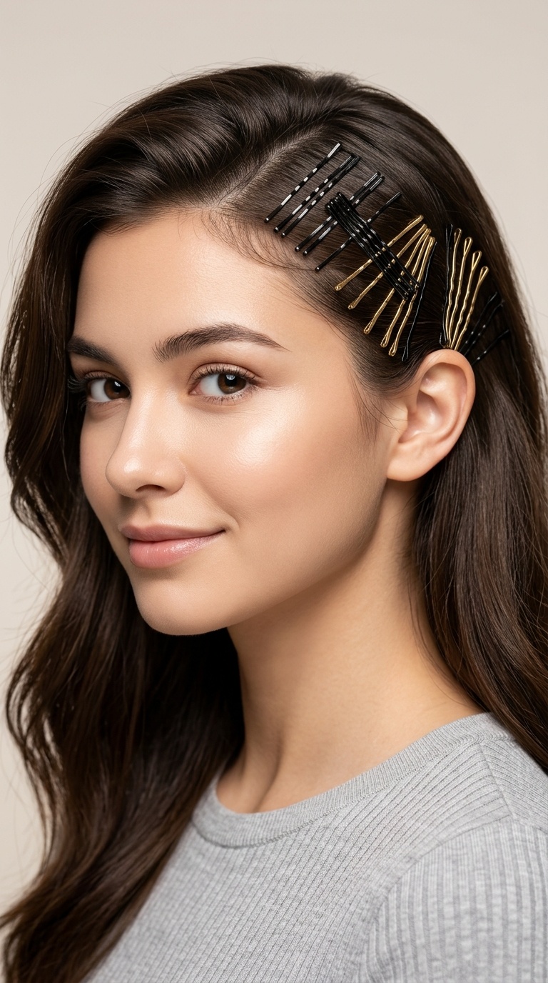 Side-Swept Bobby Pin Art