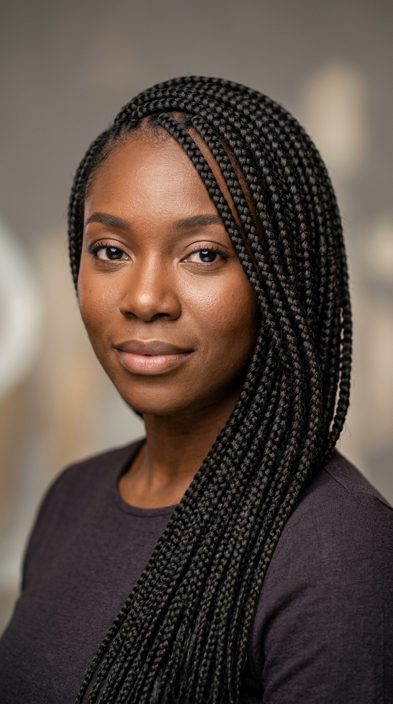 Side-Swept Box Braids