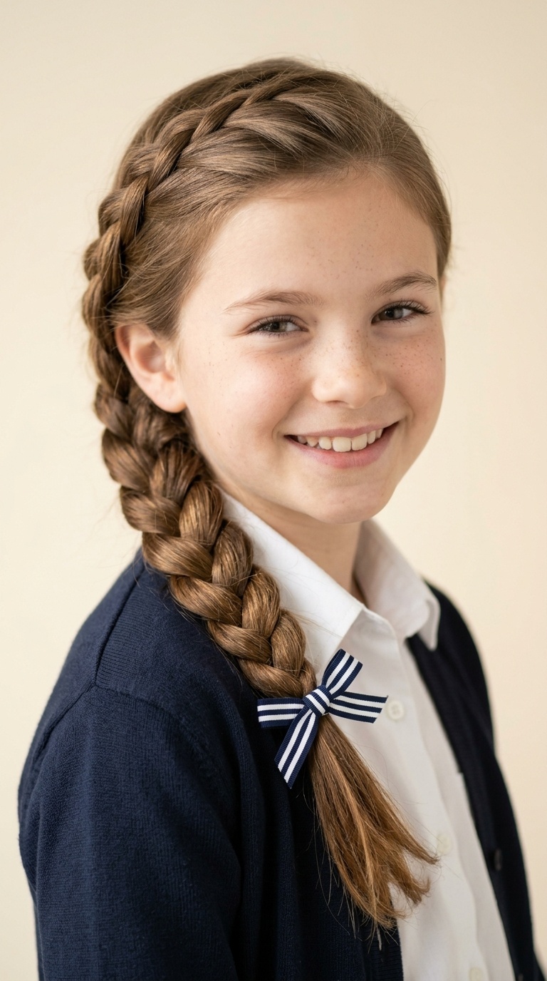 Side-Swept Braid with Ribbon