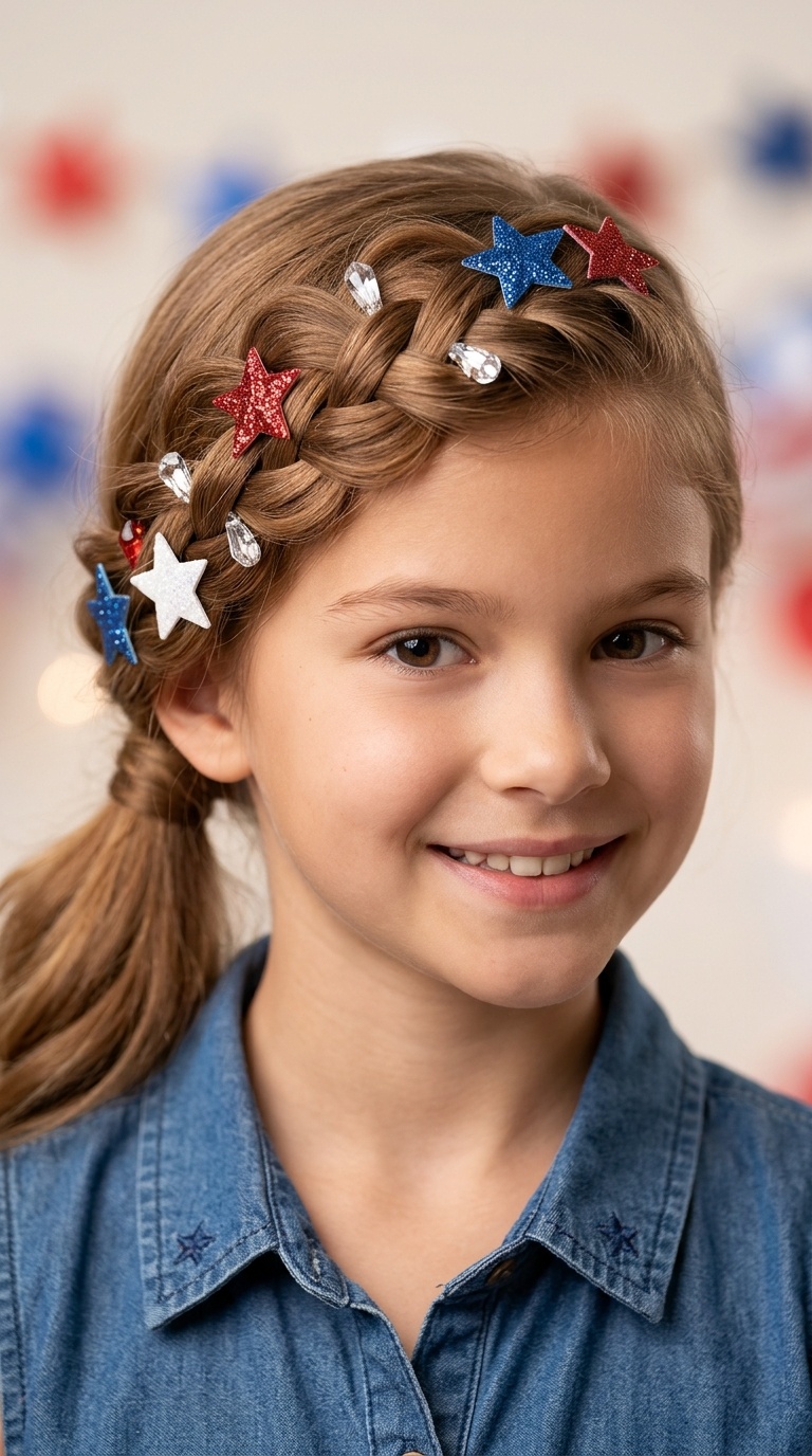 Side-Swept Braid with Star Clips