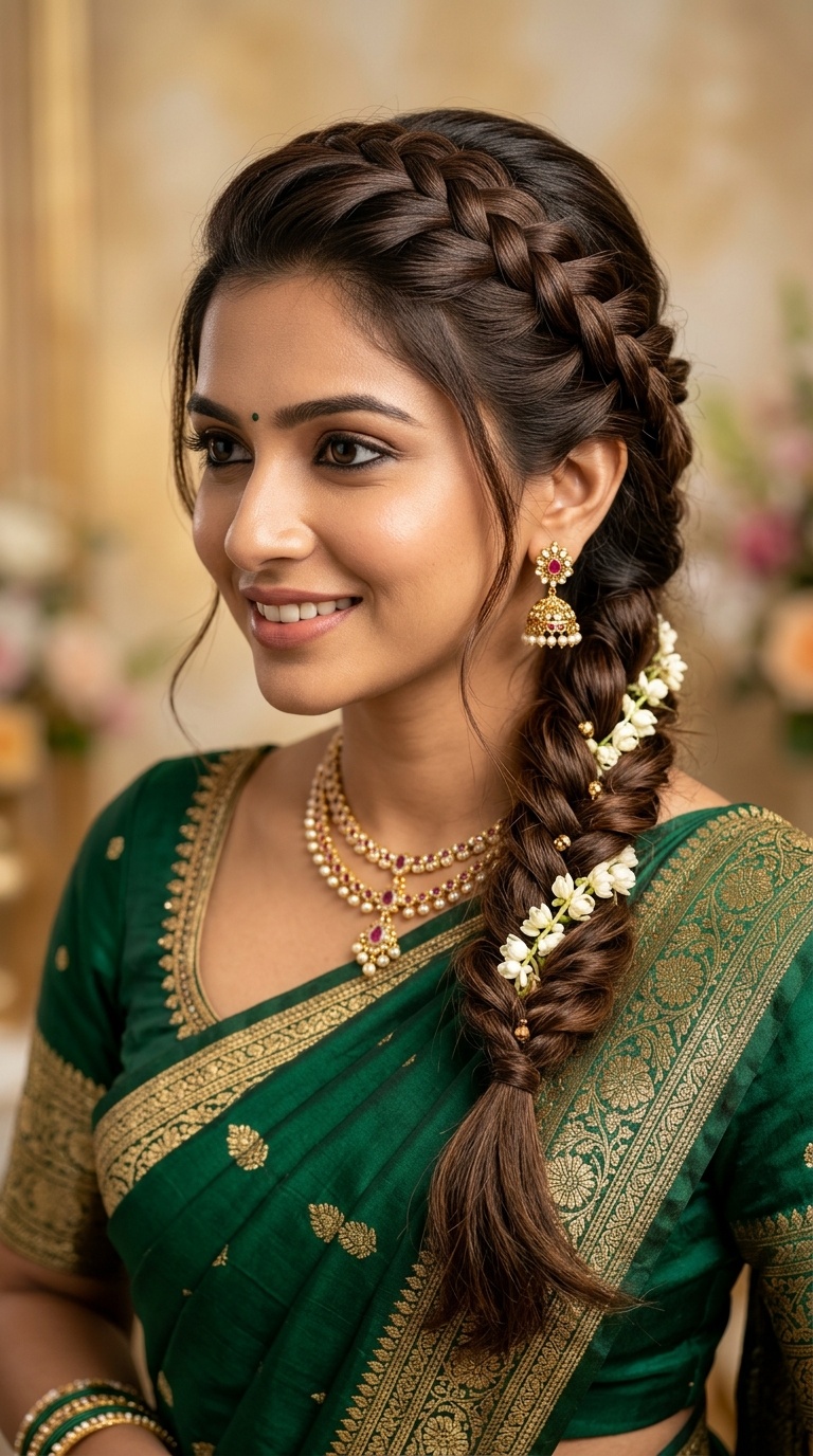 Side-Swept Braided Crown