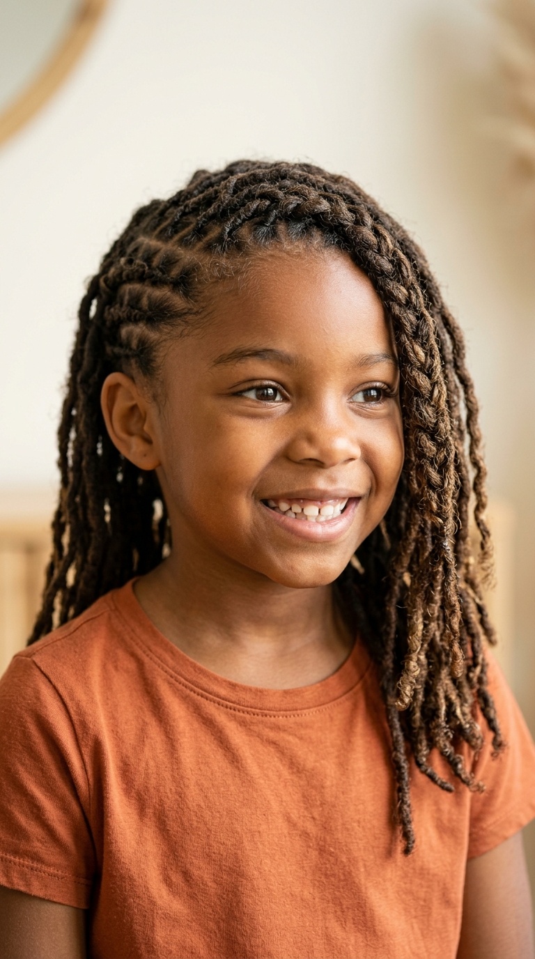 Side-Swept Braided Locs