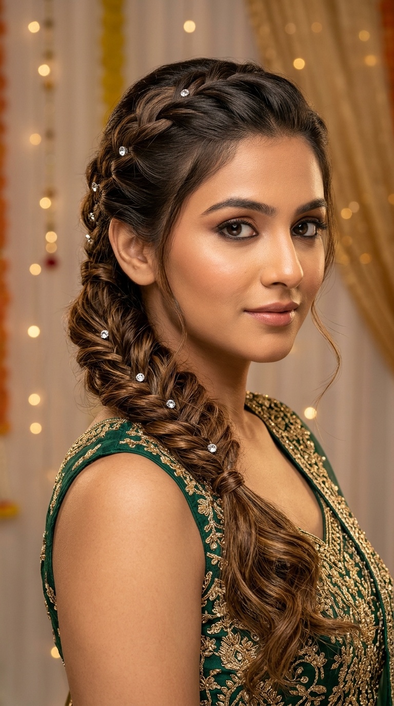 Side-Swept Braided Ponytail