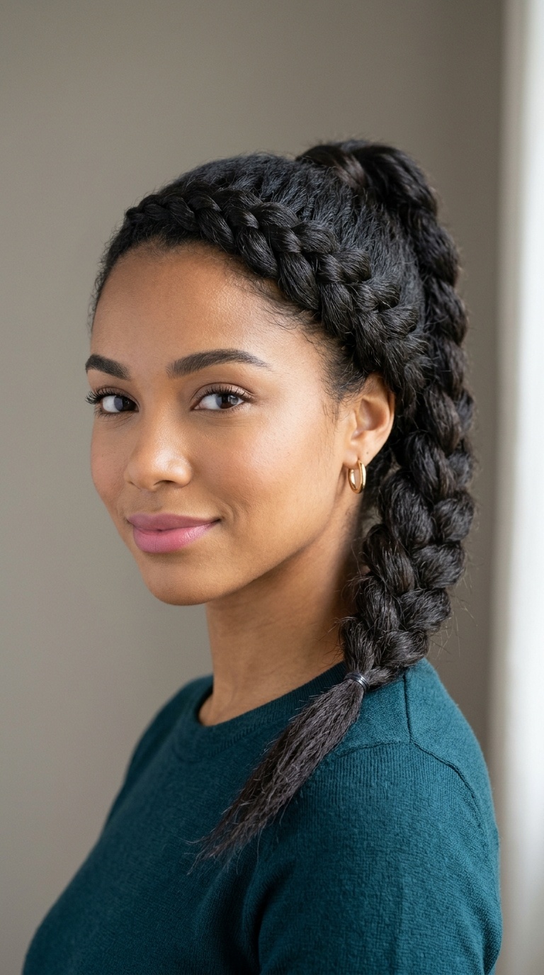 Side-Swept Braided Ponytail