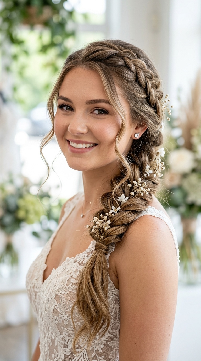 Side-Swept Braided Ponytail