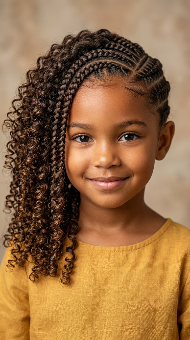 Side-Swept Braids with Curls