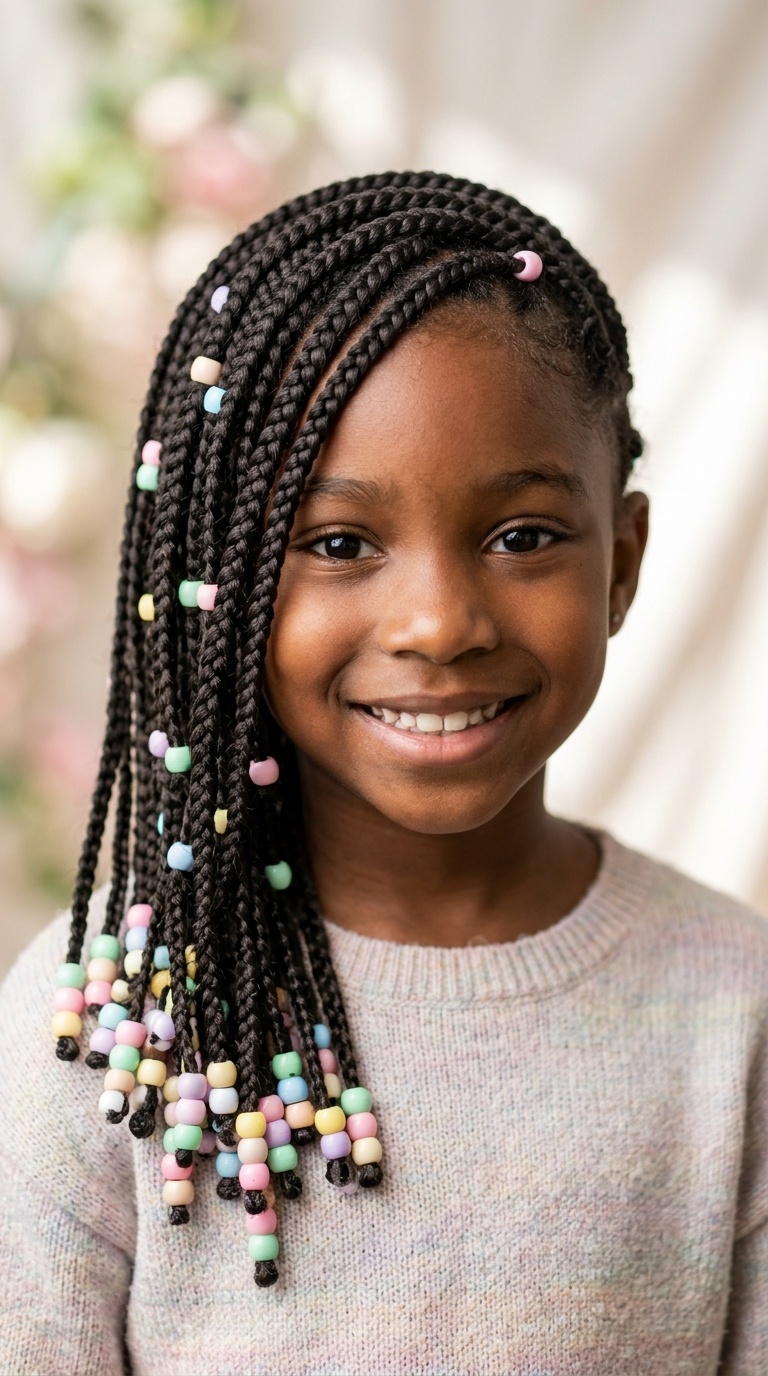 Side-Swept Braids with Pastel Accents