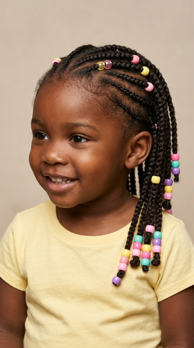 Side-Swept Braids with Soft Beads