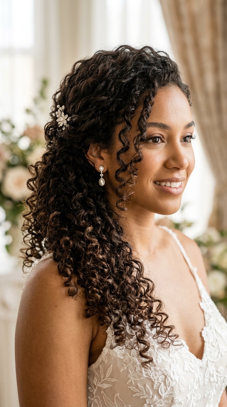 Side-Swept Cascading Curls