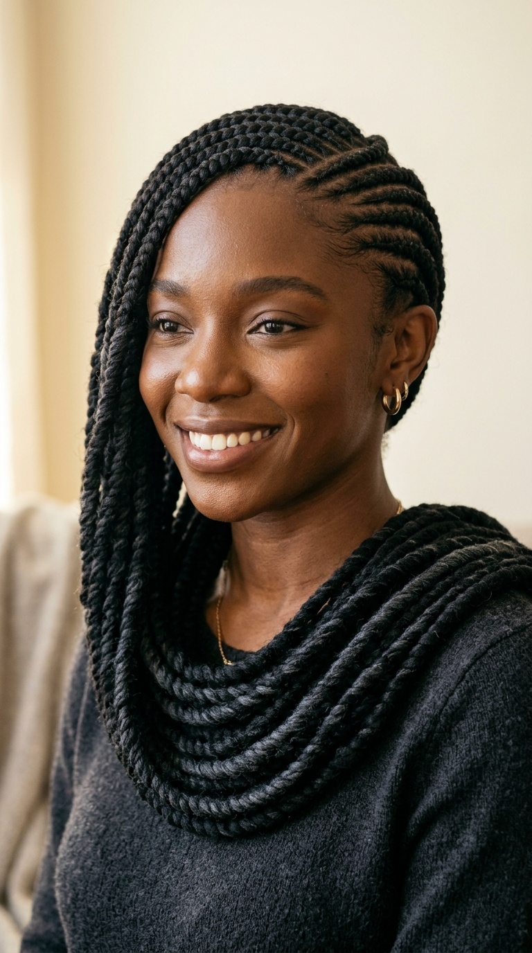 Side-Swept Cornrow Wraps