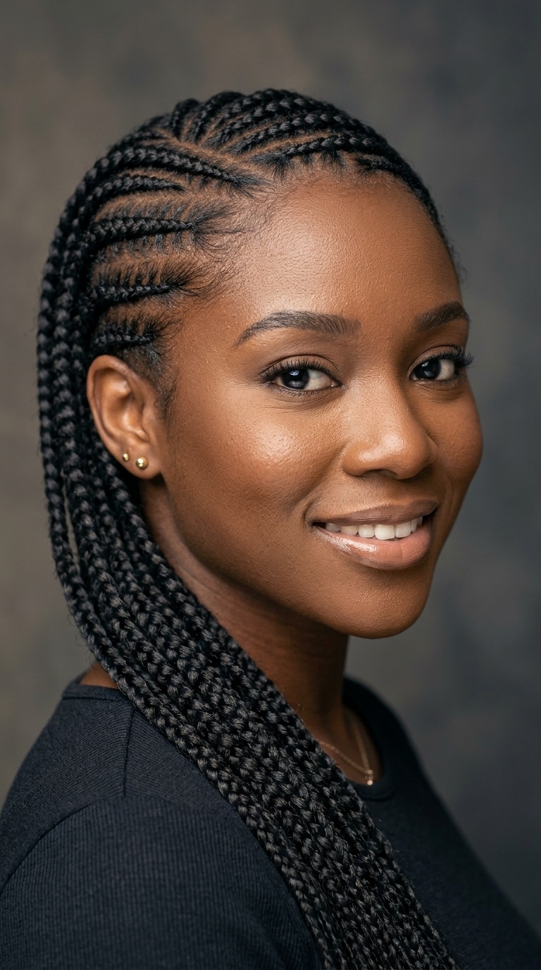 Side-Swept Cornrows