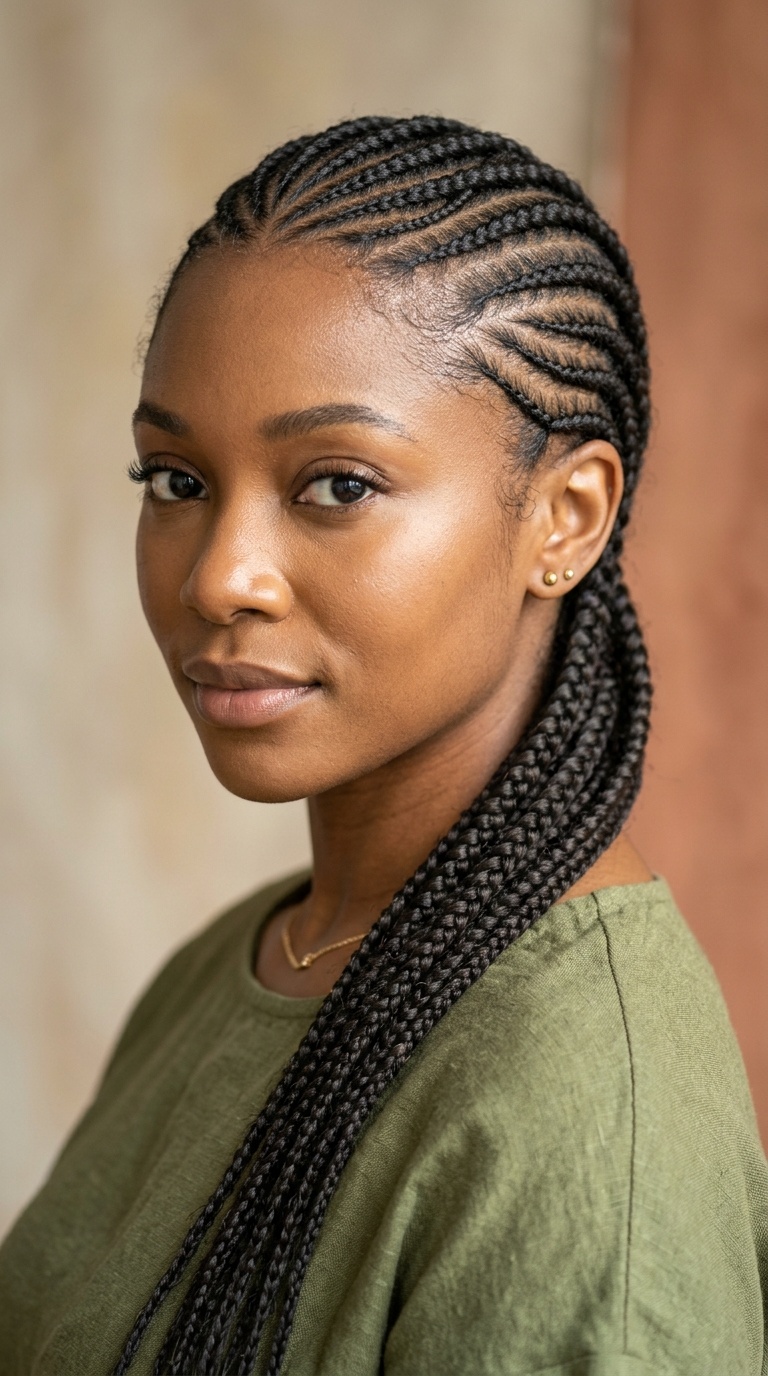 Side-Swept Cornrows
