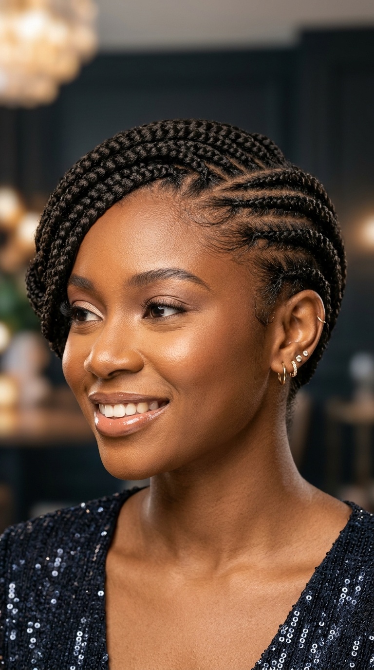 Side-Swept Cornrows