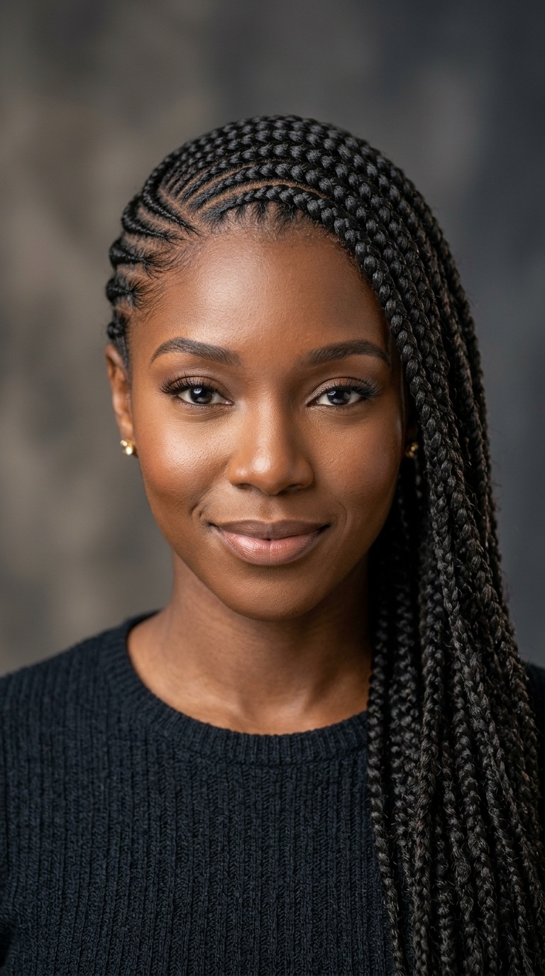 Side-Swept Cornrows