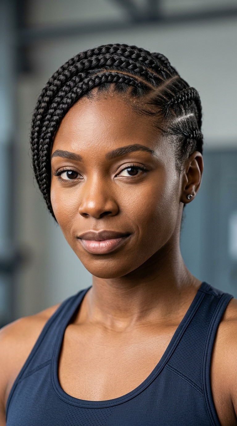 Side-Swept Cornrows