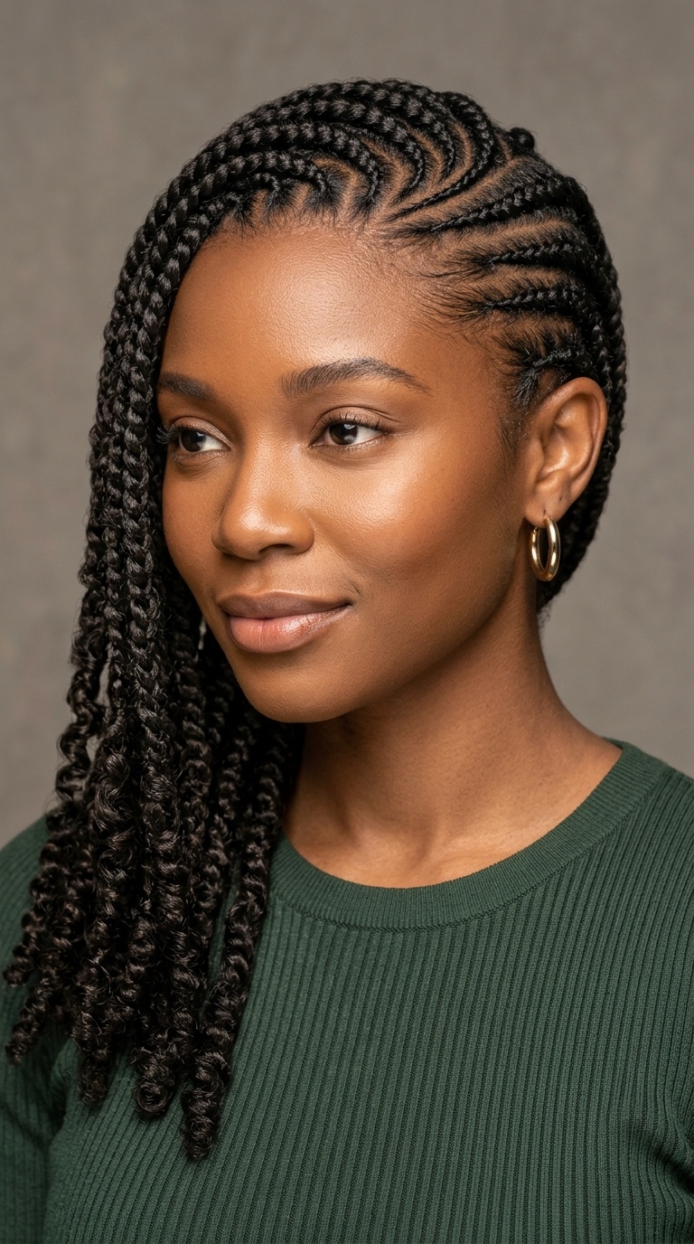 Side-Swept Cornrows