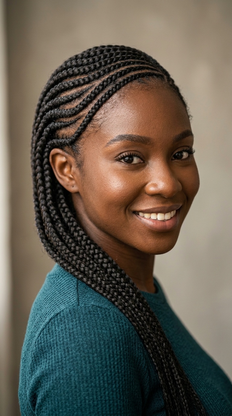 Side-Swept Cornrows