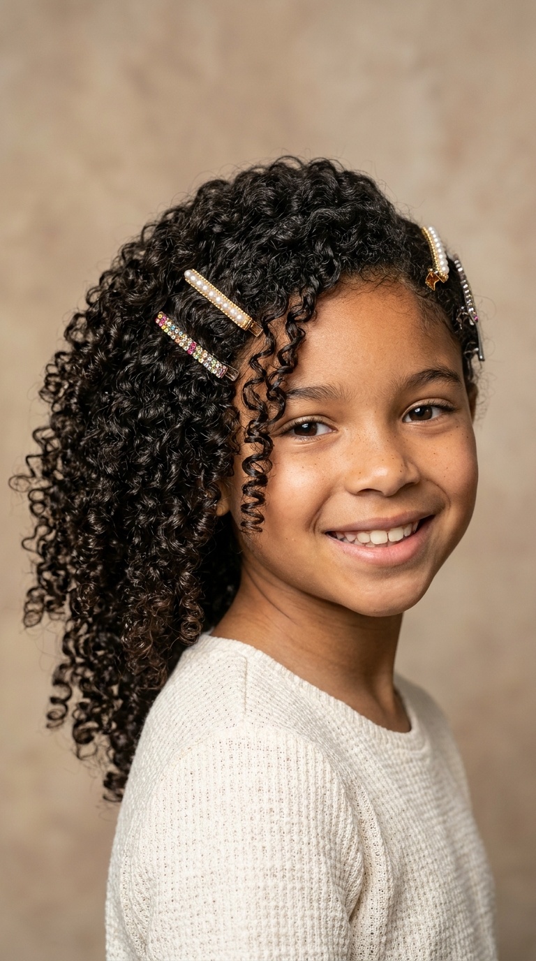 Side-Swept Curls with Clips