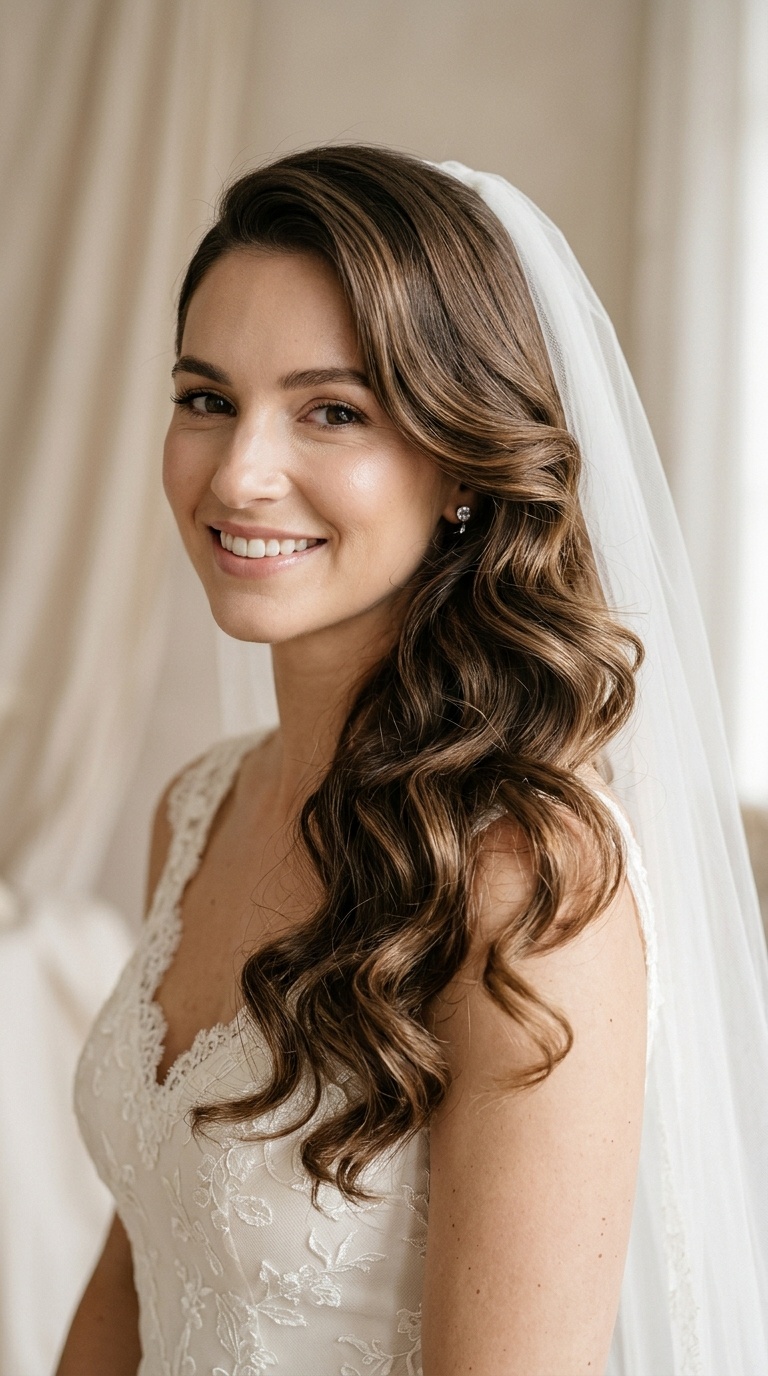 Side-Swept Curls with Off-Center Placement
