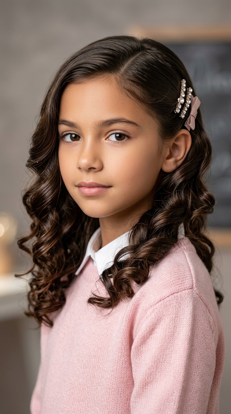 Side-Swept Curls with Pins