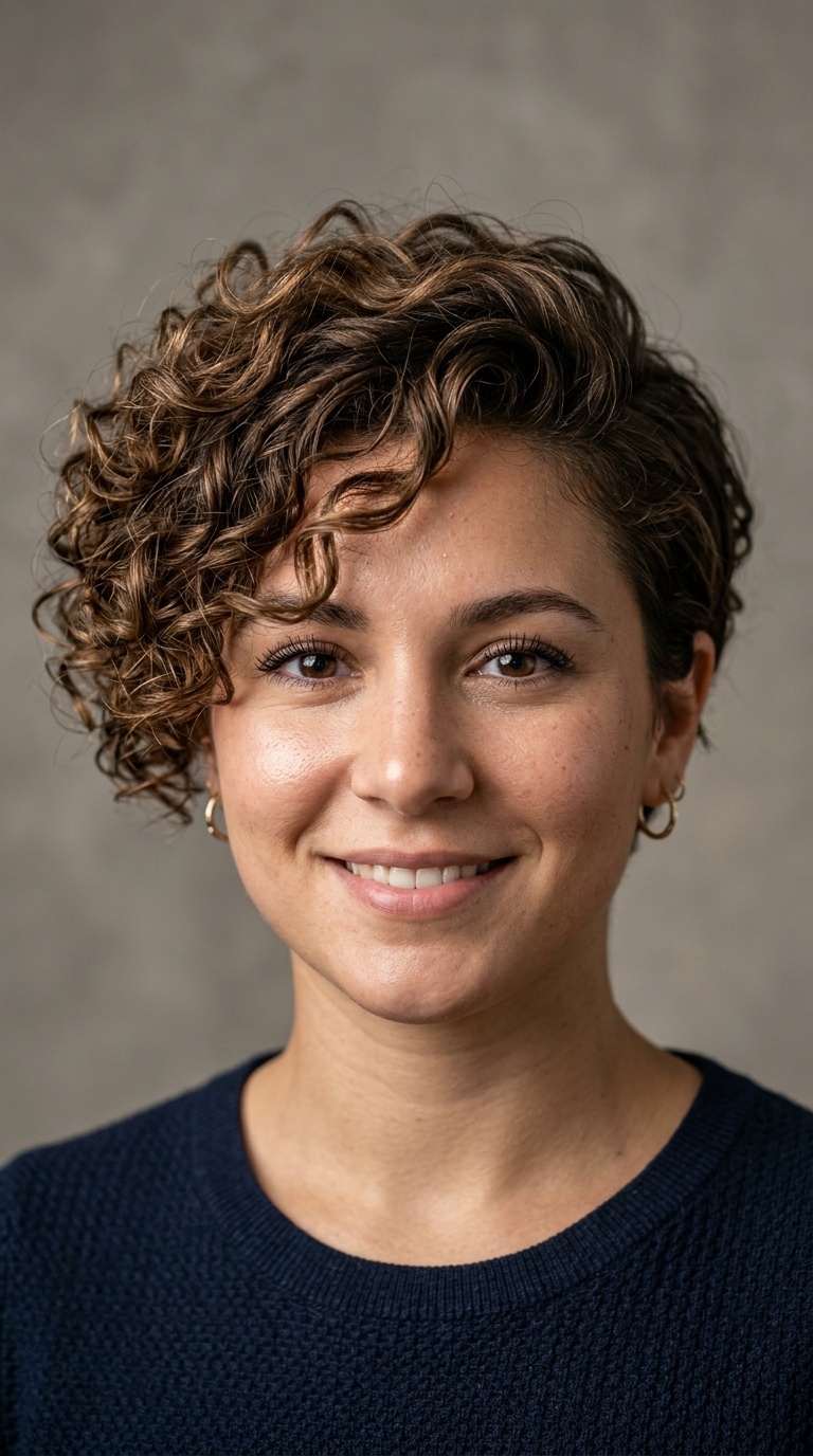 Side-Swept Curly Pixie