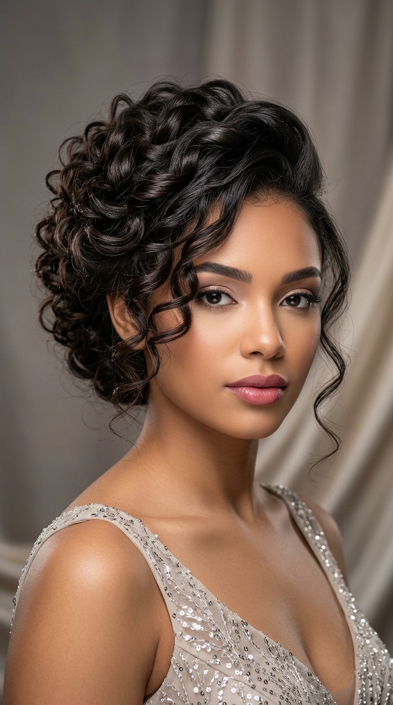 Side-Swept Curly Updo