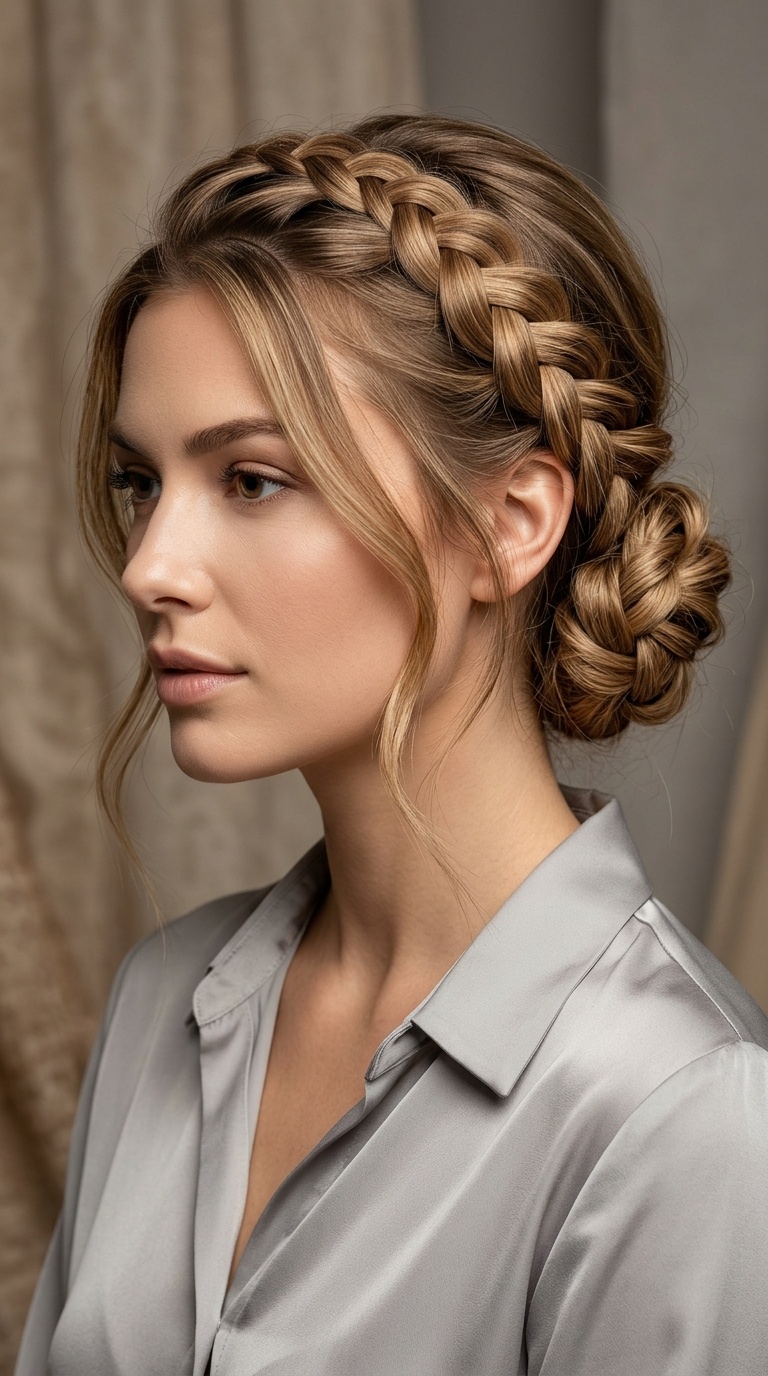 Side-Swept Dutch Braid Bun