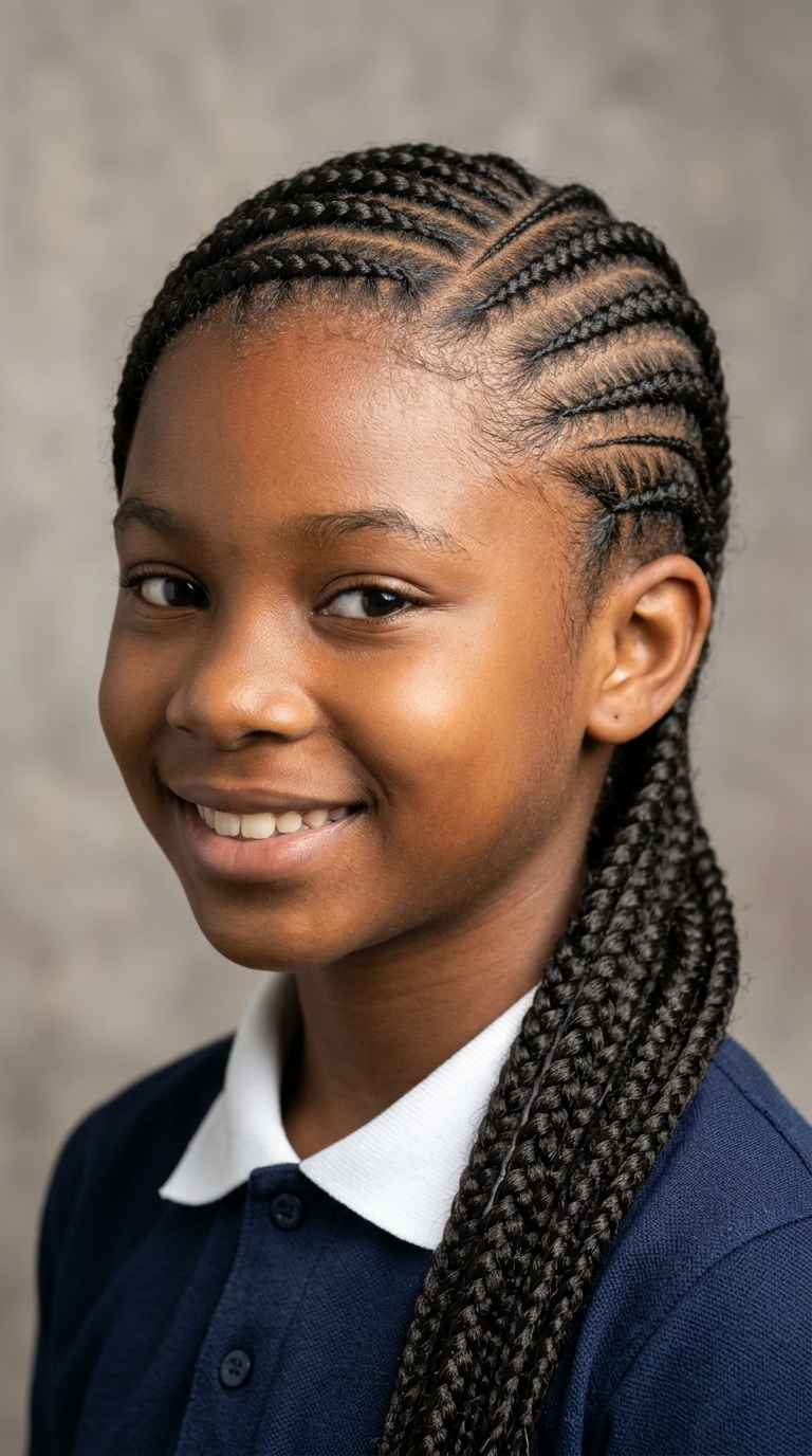 Side-Swept Feed-in Braids