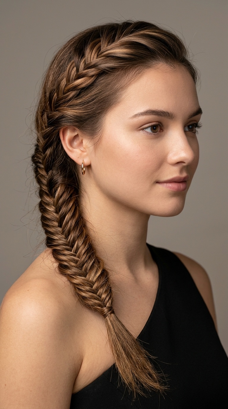 Side-Swept Fishtail Braid