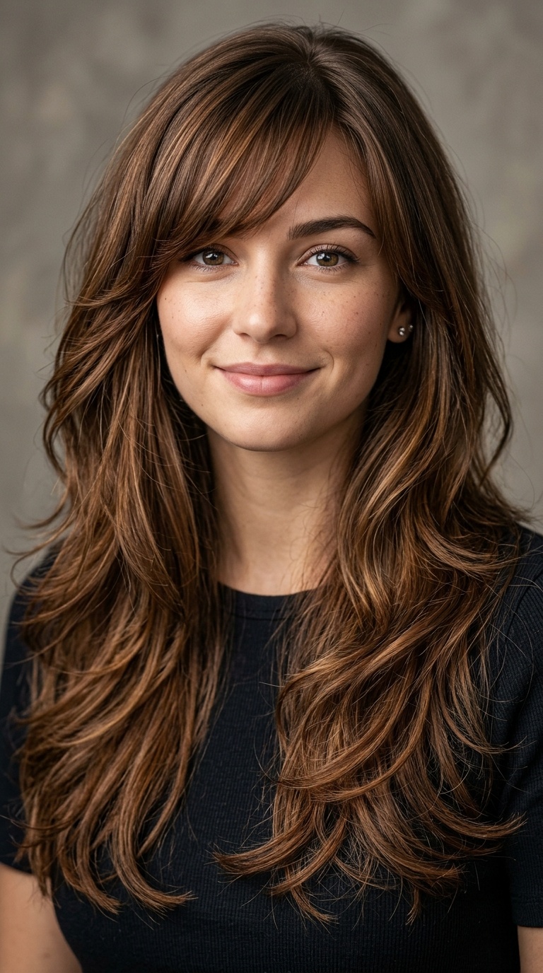 Side-Swept Fringe with Cascading Layers