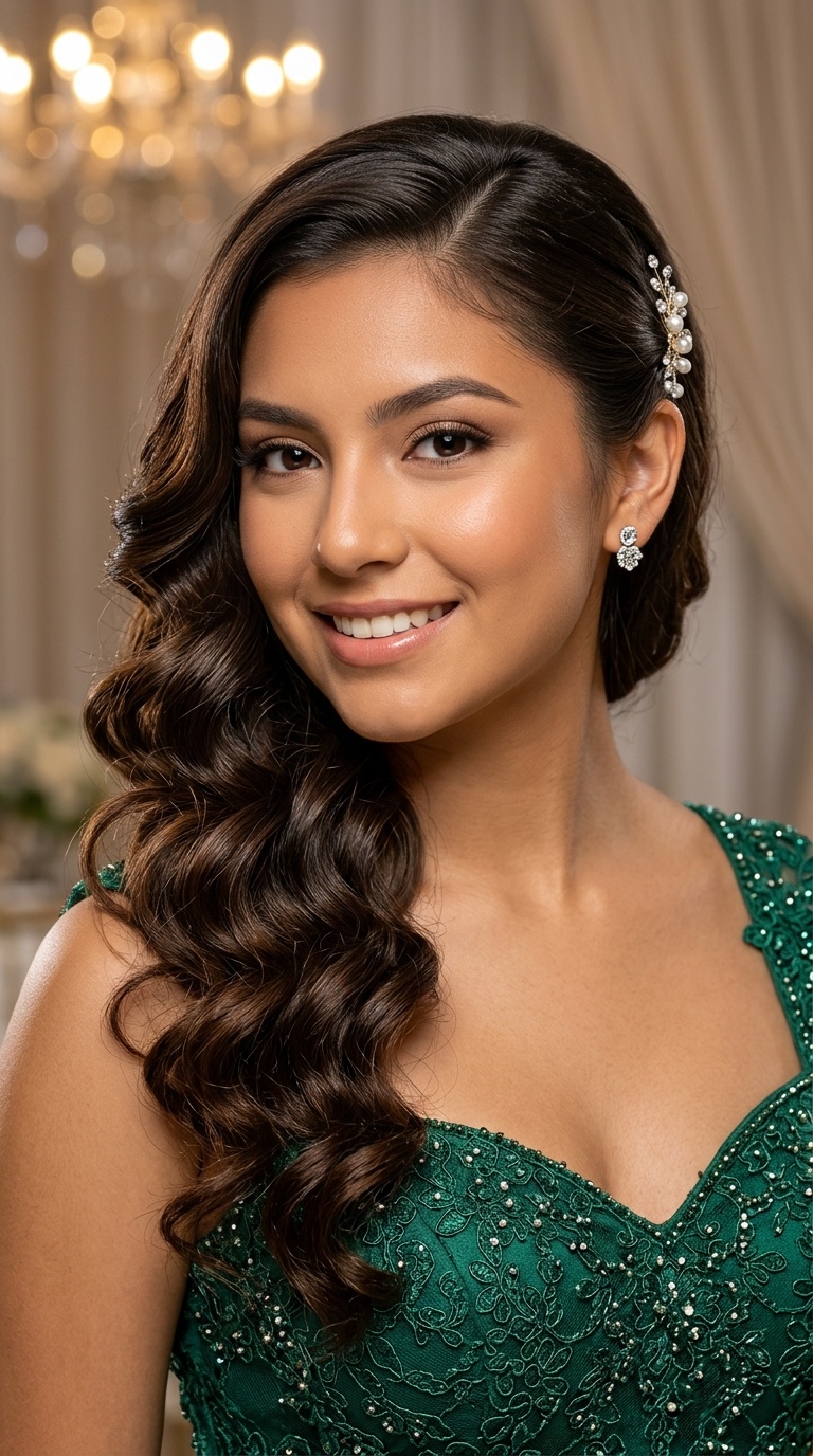 Side-Swept Glamour Curls