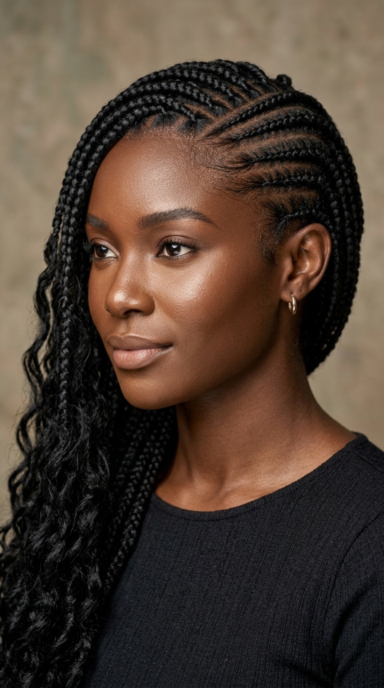 Side-Swept Goddess Conroe Braids