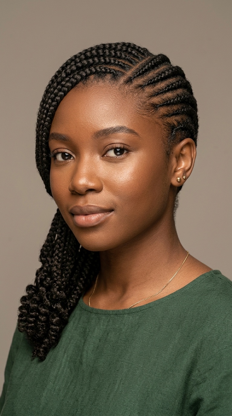 Side-Swept Goddess Cornrows