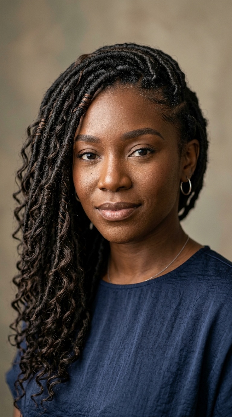 Side-Swept Goddess Locs