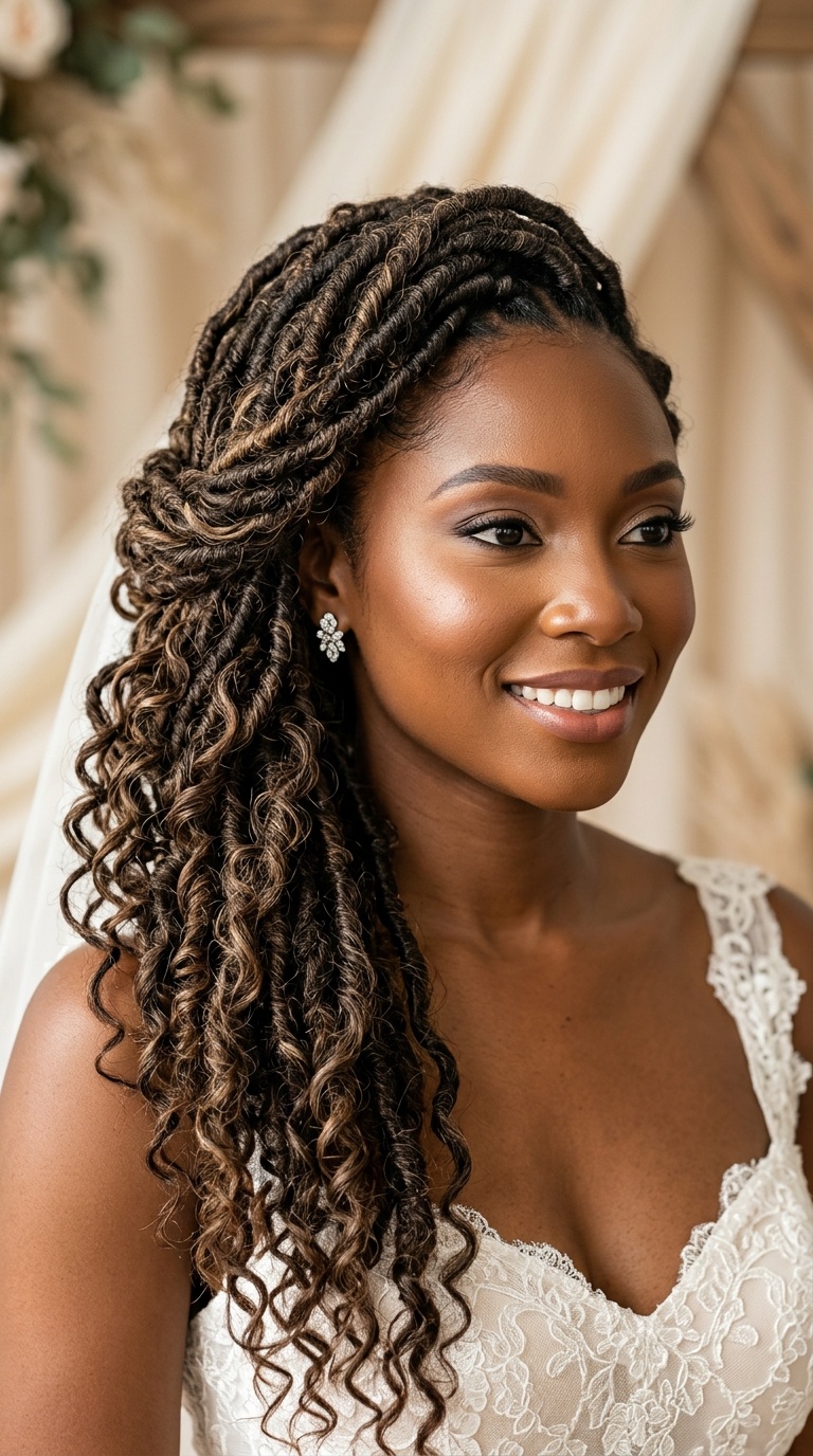 Side-Swept Goddess Locs