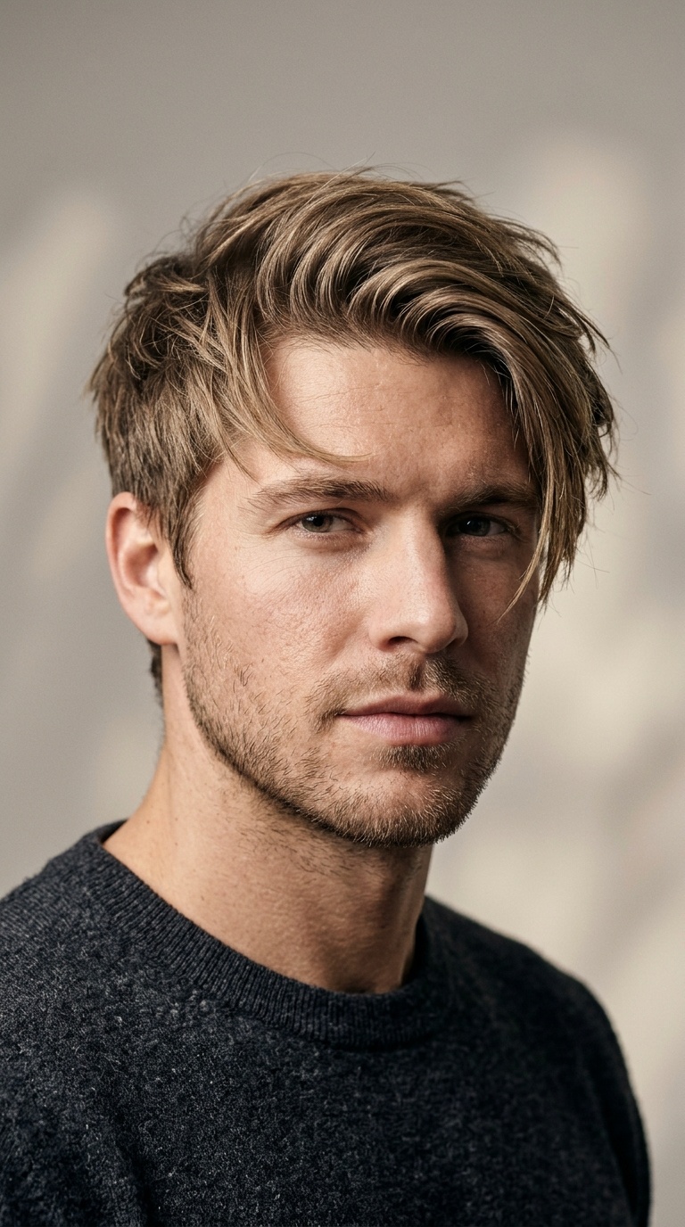 Side-Swept Long Fringe with Internal Texture