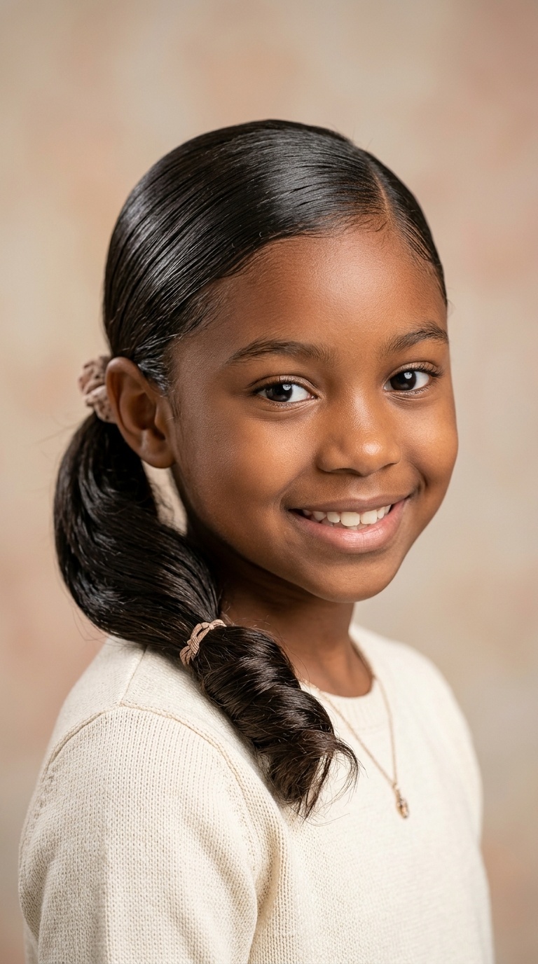 Side-Swept Low Ponytail