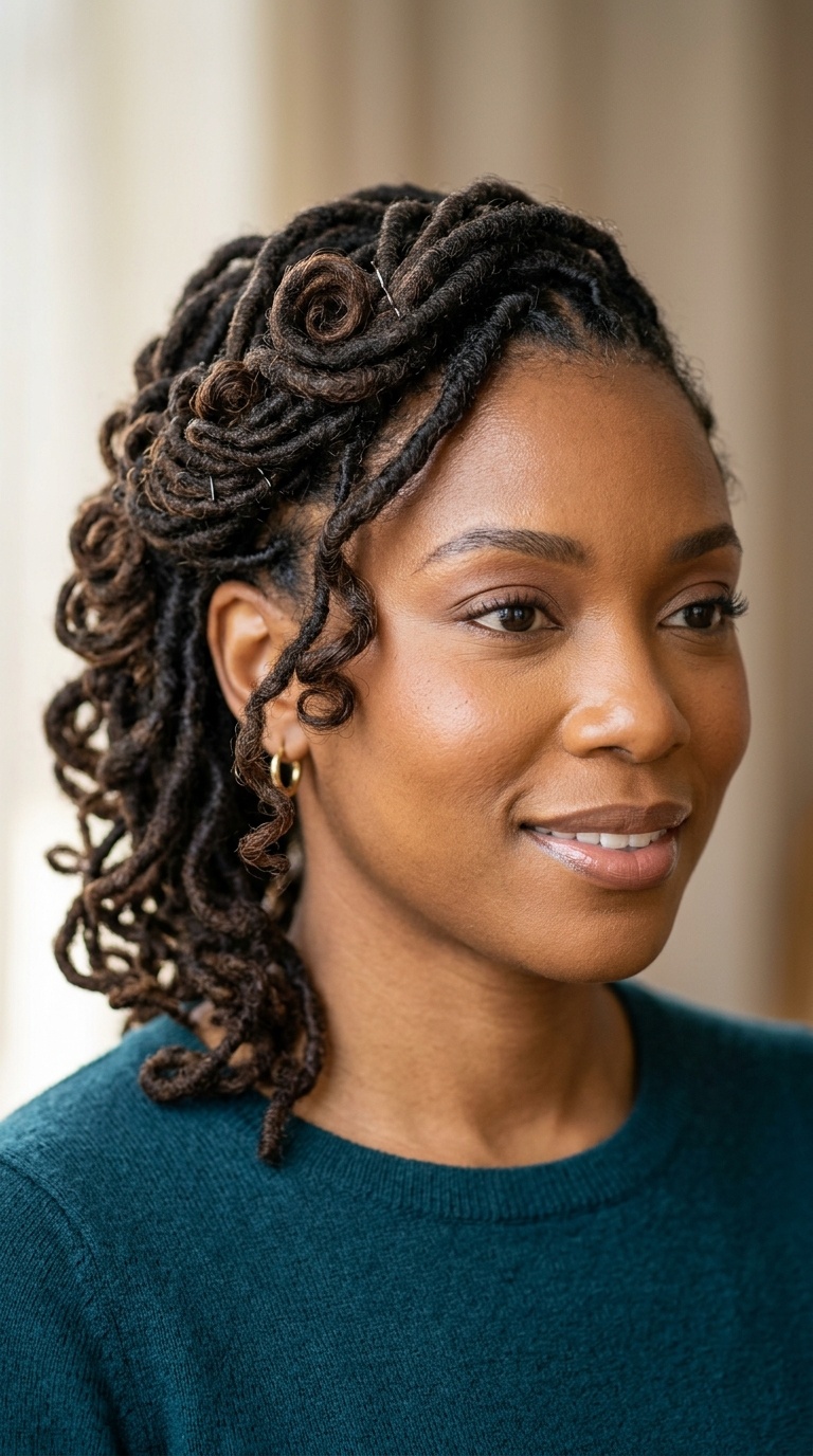 Side-Swept Pinned Curls
