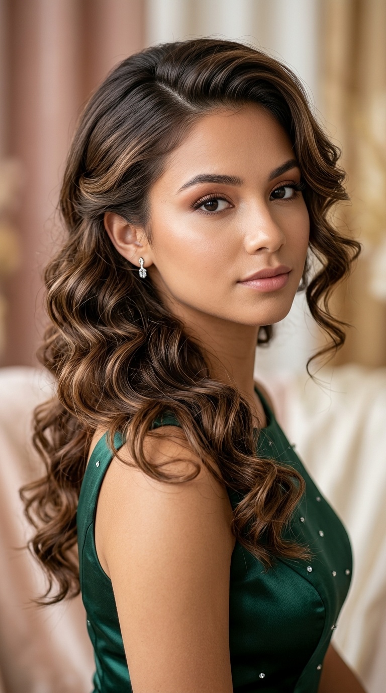 Side-Swept Romantic Curls