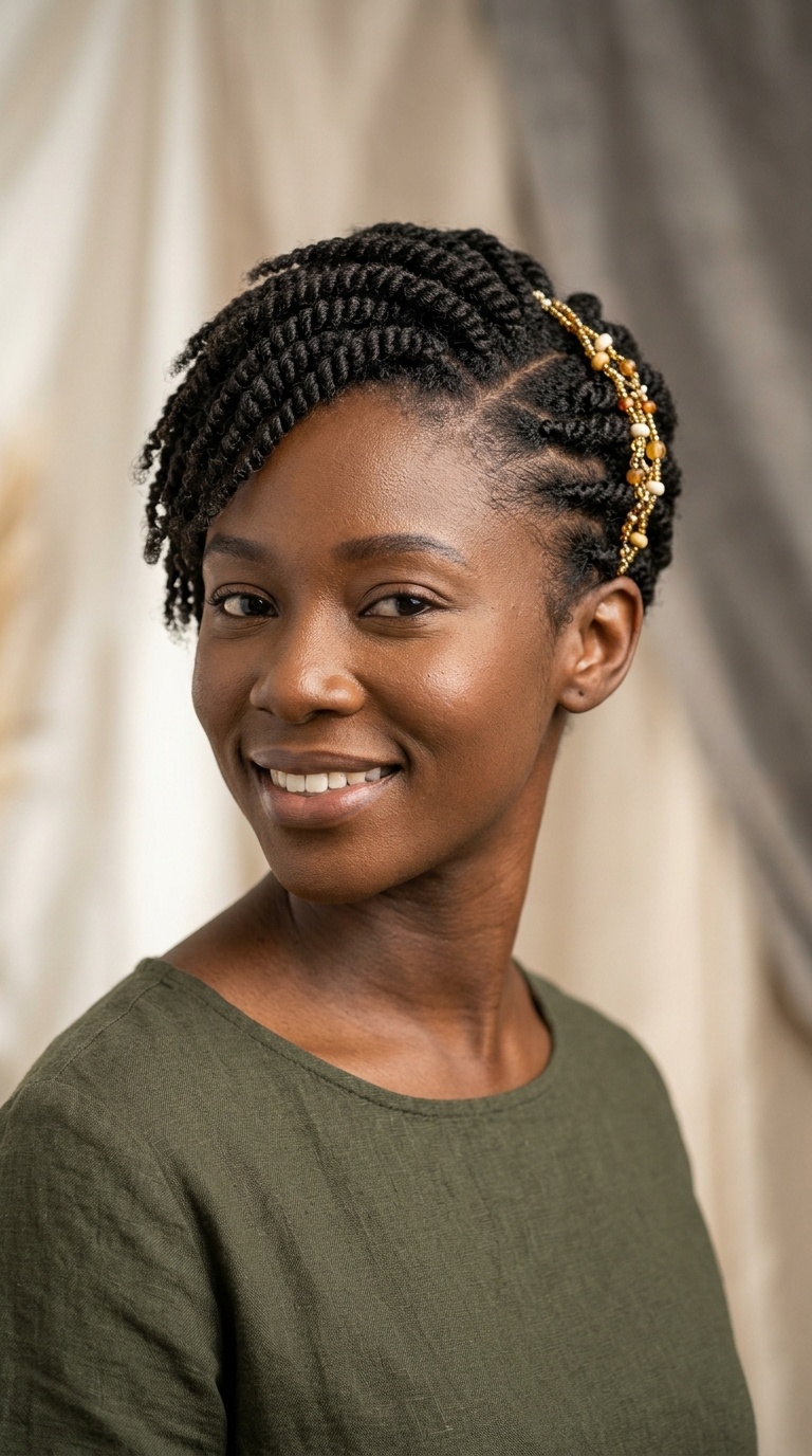 Side-Swept Twists with a Beaded Accessory