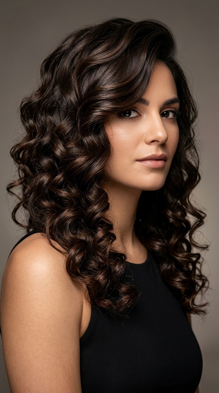 Side-Swept Voluminous Curls