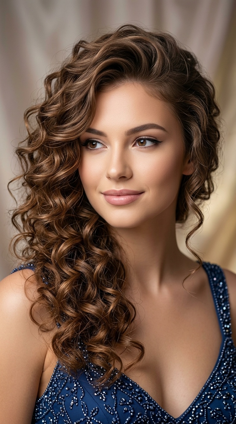 Side-Swept Voluminous Curls