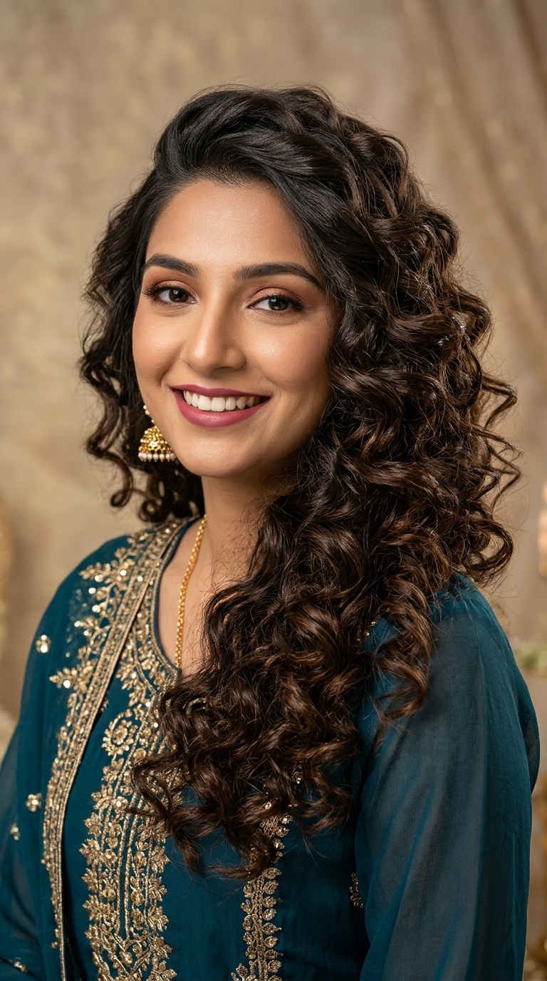 Side-Swept Voluminous Curls