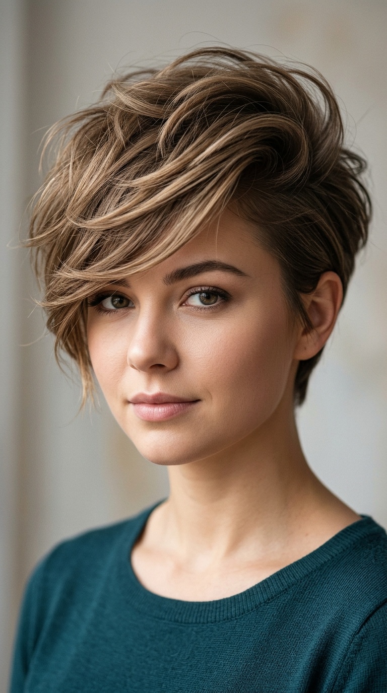 Side-Swept Voluminous Pixie