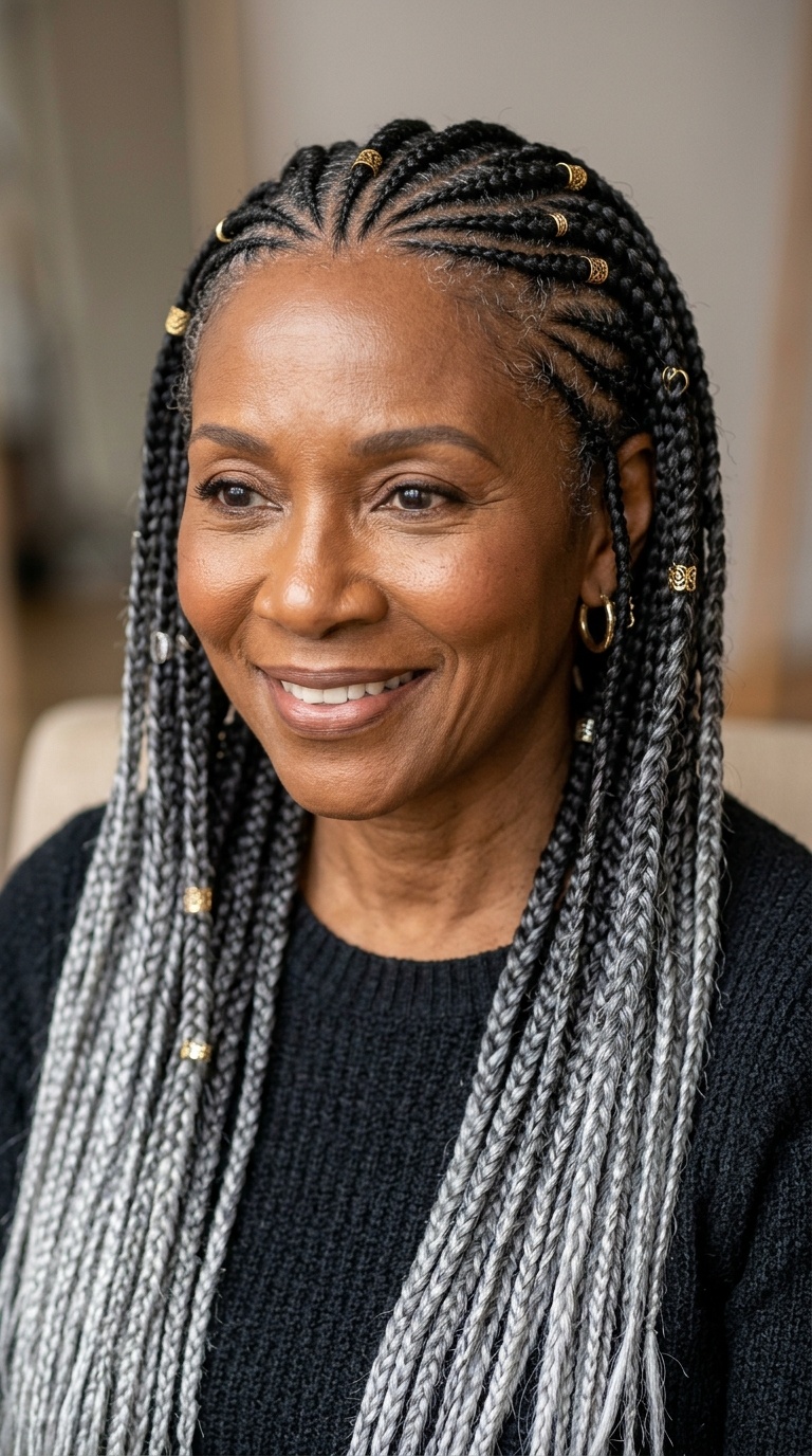Silver Fox Ombre Fulani Braids