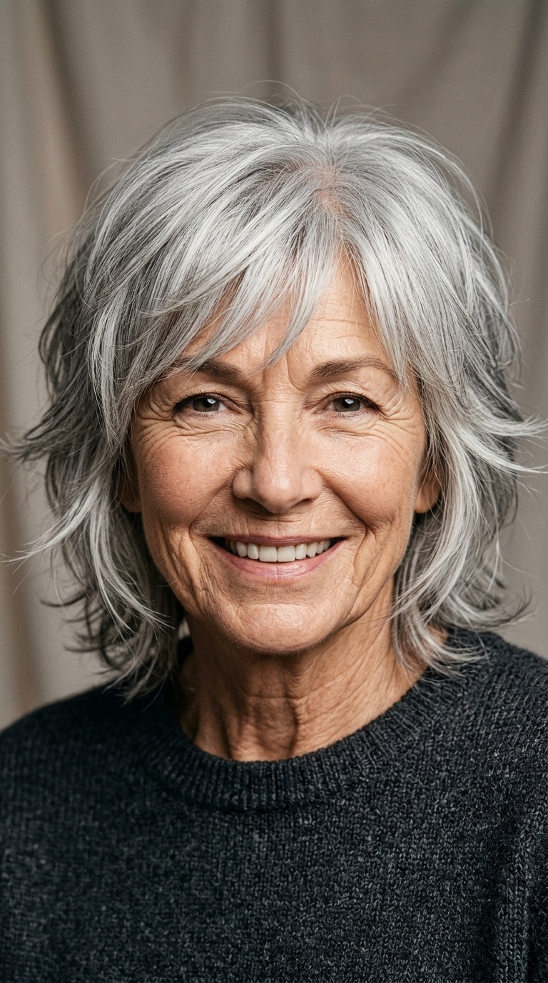 Silver Shag with Wispy Fringe
